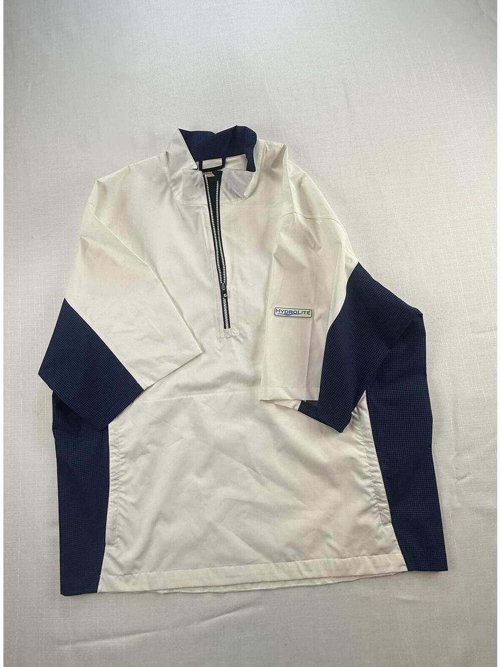 FootJoy DryJoys HydroLite Rain Jacket Men’s XL White Blue 1/2 Zip Golf Pullover